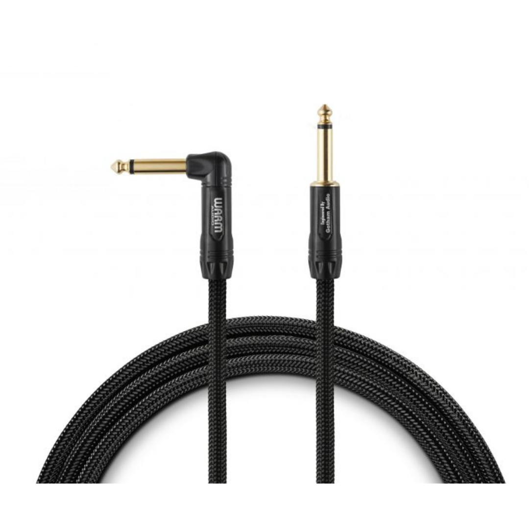 Warm Audio Prem-TS-1RT-10' Premier Gold Straight to Right Angle Instrument Cable - 10-foot